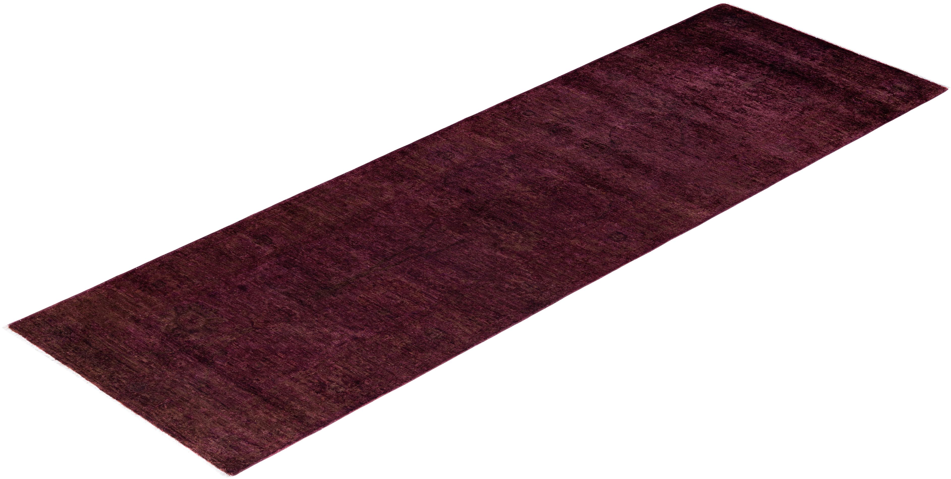 Contemporary Vibrance Hand Knotted Wool Red Runner For Sale 4