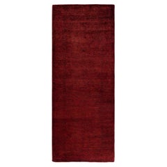 Contemporary Vibrance Hand Knotted Wool Red Runner