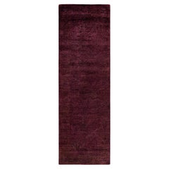 Contemporary Vibrance Hand Knotted Wool Red Runner
