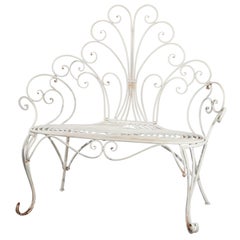 Contemporary Victorian Style High Wire Form Garden Bench, 20th Century