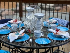 Portacandele contemporaneo in gres di Vietri "Incanto Mare", una coppia