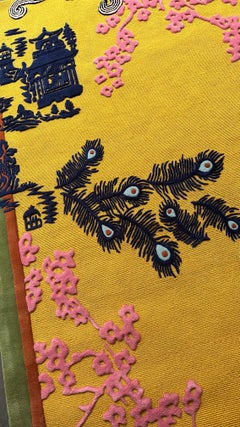 Tappeto contemporaneo vintage giapponese in stile antico con colori senape di Rag Home