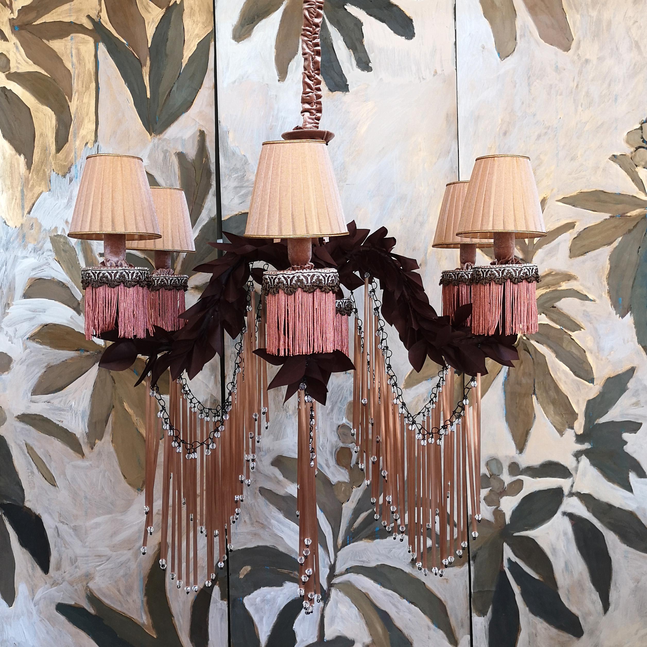 pink chandelier fabric