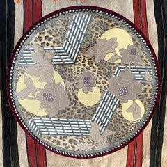 Contemporary Vintage Jokes Coffee Table Wood Velvet Burgundy Animalier