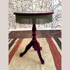 Contemporary Vintage Jokes Coffee Table Wood Velvet Burgundy Green Animalier