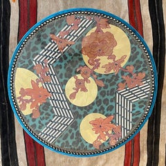 Contemporary Vintage Jokes Coffee Table Wood Velvet Teal & Marroon Animalier