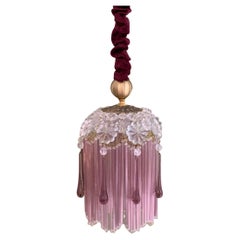 Contemporary Vintage Jokes Suspension Lamp Glass Velvet Brass Mauve Gold