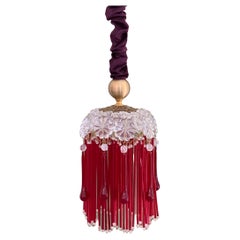 Contemporary Vintage Jokes Suspension Lamp Glass Velvet Brass Red Gold