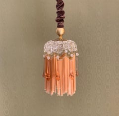Contemporary Vintage Jokes Suspension Lamp Glass Velvet Brass Salmon Pink Gold