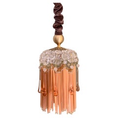 Contemporary Vintage Jokes Suspension Lamp Glass Velvet Brass Salmon Pink Gold
