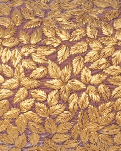 Contemporary Vintage Plum Silk Velvet Pillow with Metallic Embroidery