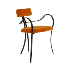 Contemporary Violet Chair with Velvet Seat and Seatback in Orange Color
