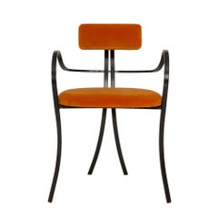 Contemporary Violet Chair with Velvet Seat and Seatback in Orange Color