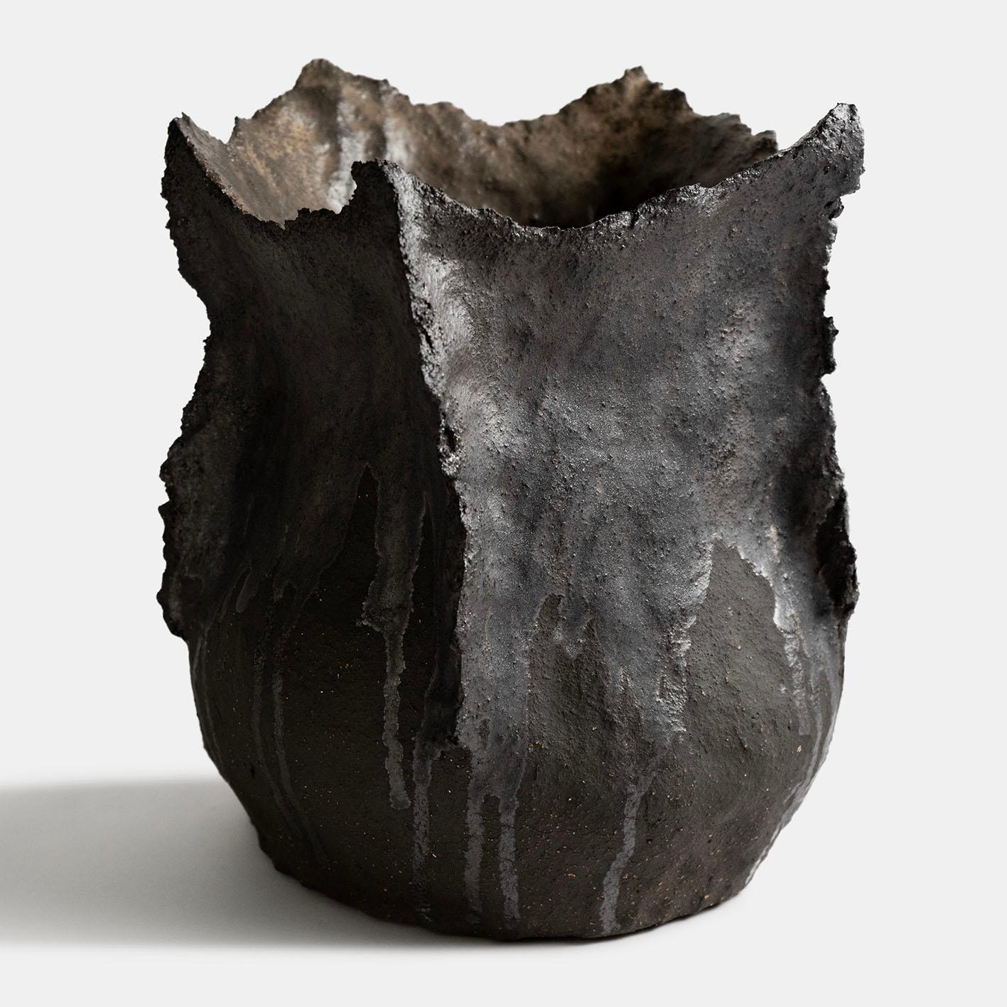 Ceramic Contemporary Vocanic Clay V-1380 KUWABATA Series Vessel For Sale