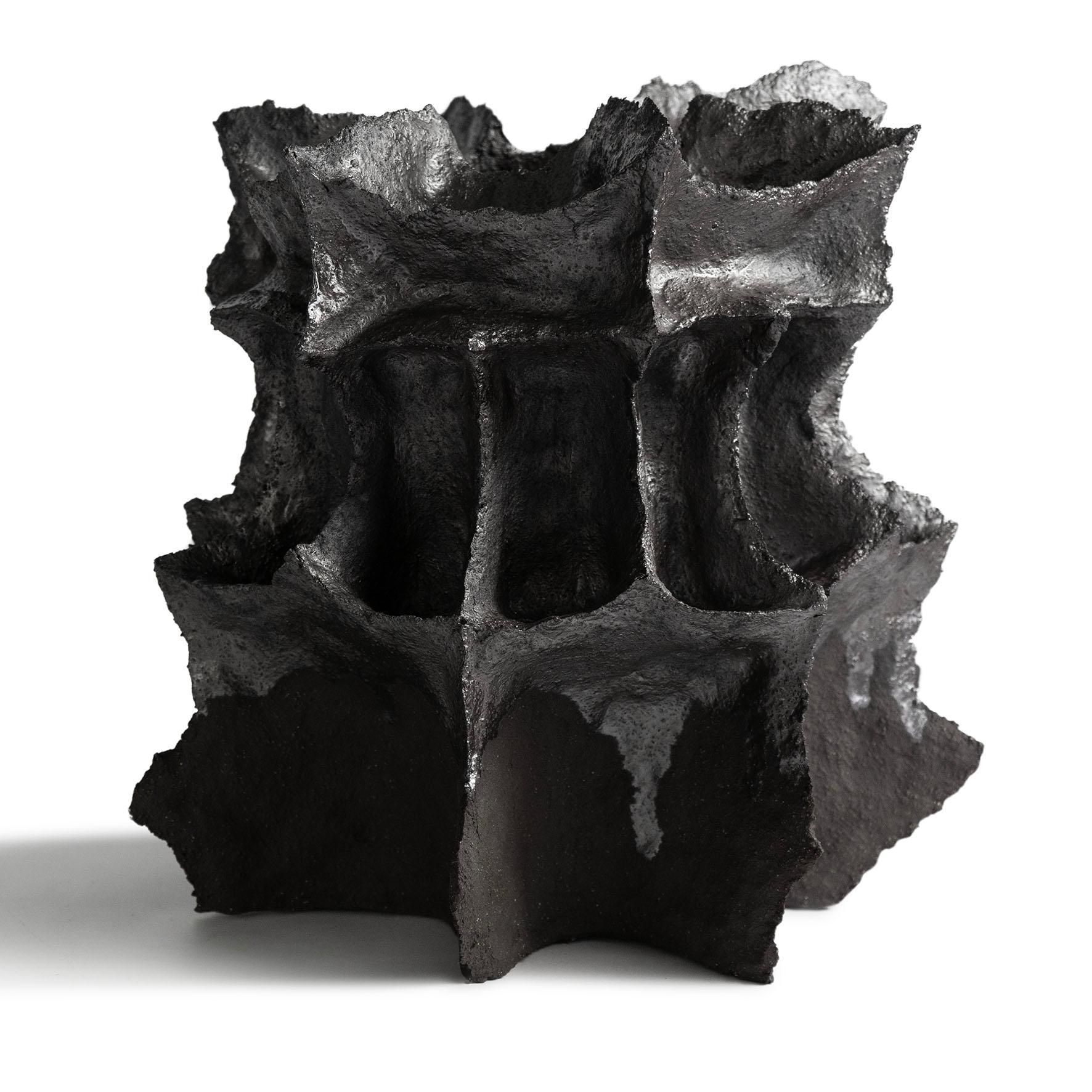 Hand-Crafted Contemporary Vocanic Clay V-1387 KUWABATA Series Vessel For Sale