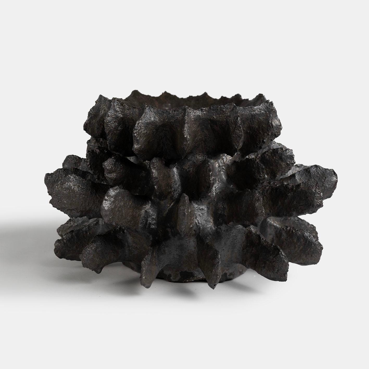 Hand-Crafted Contemporary Vocanic Clay V-1391 KUWABATA Series Vessel For Sale