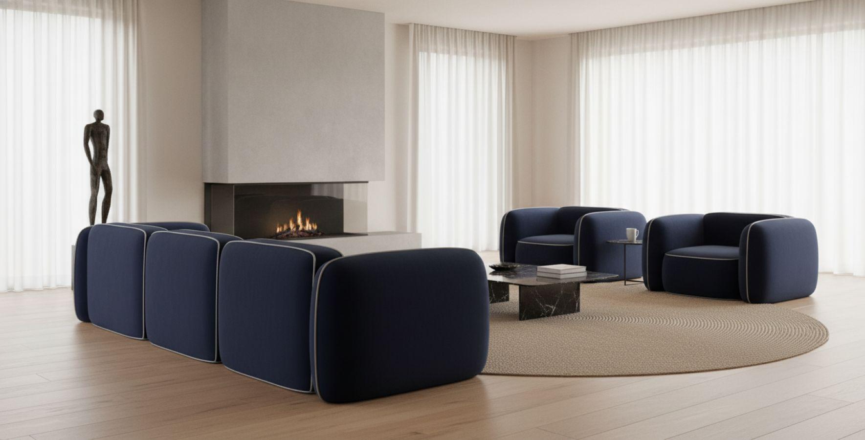 XXI secolo e contemporaneo Divano 3 posti voluminoso e contemporaneo dai contorni arrotondati di Carlos Soriano in vendita