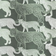 Contemporary Walking Leopards Silk Panel