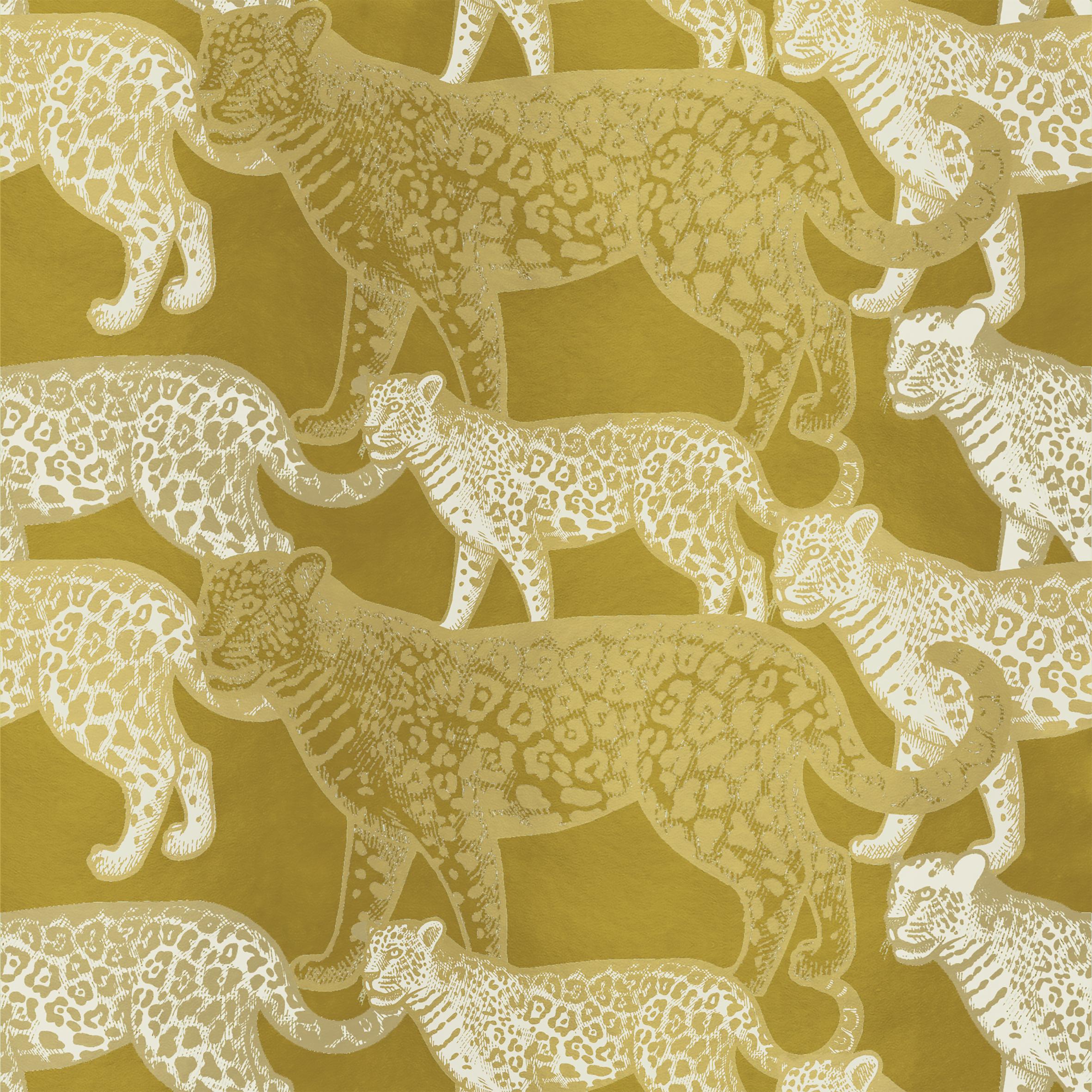 Moderne Panneau de soie contemporain sur les léopards en liberté en vente