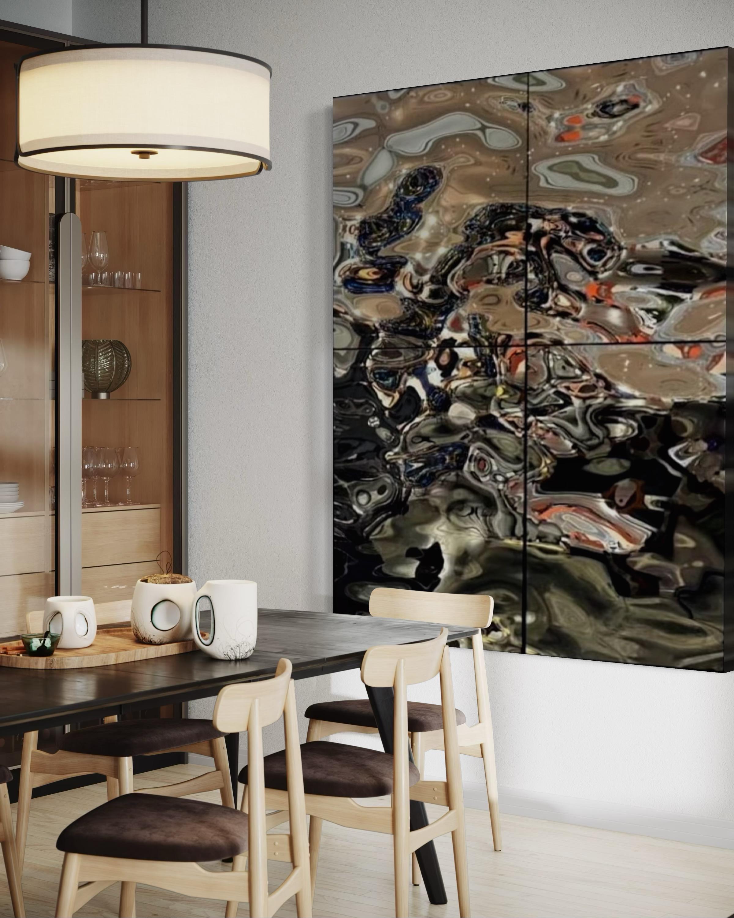 Zeitgenössisch  Wanddekoration Aqua High Wave Komposition aus 4 Paneelen (Ukrainisch) im Angebot