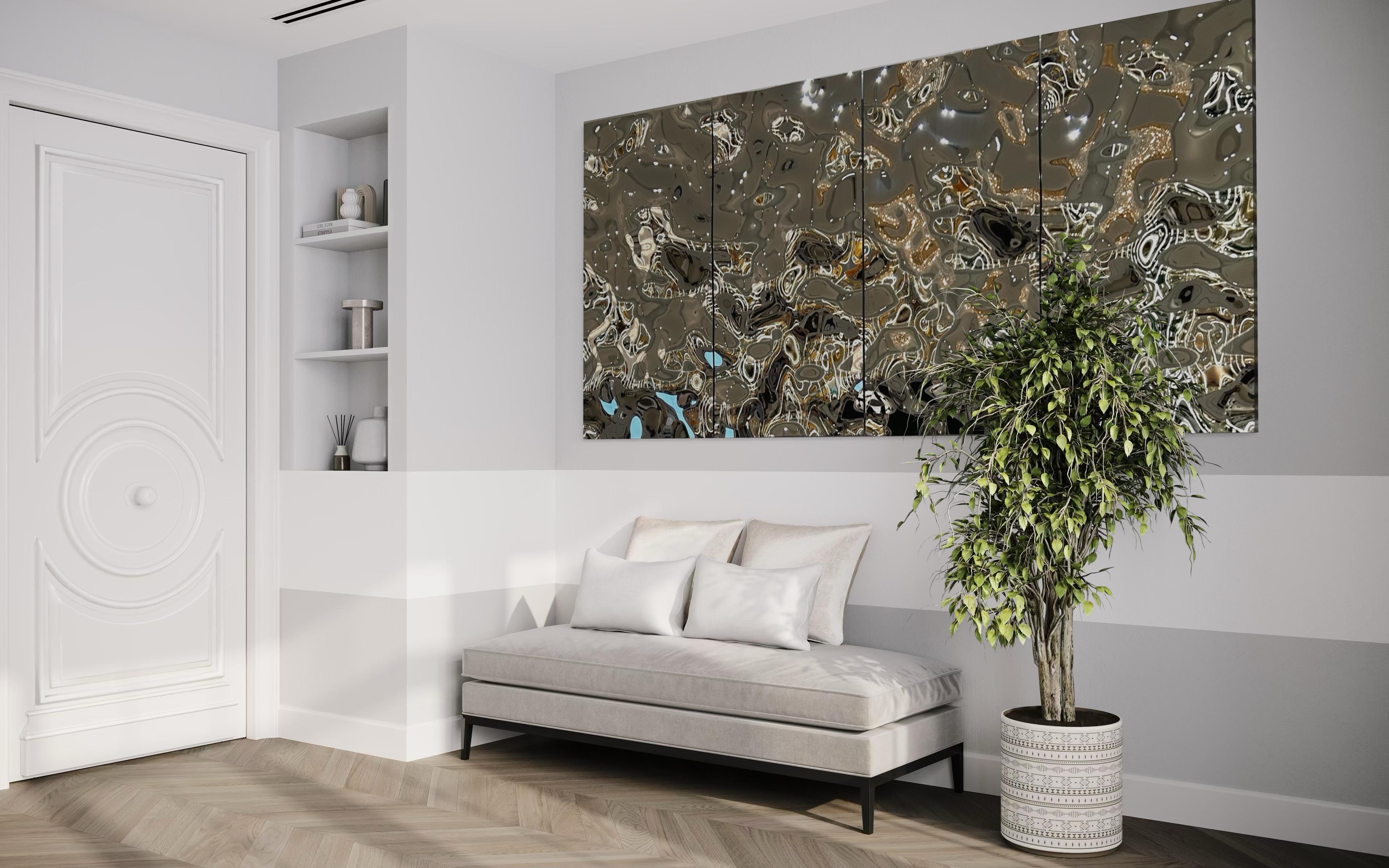 Zeitgenössisch  Wanddekoration Aqua High Wave Komposition aus 4 Paneelen (Ukrainisch) im Angebot