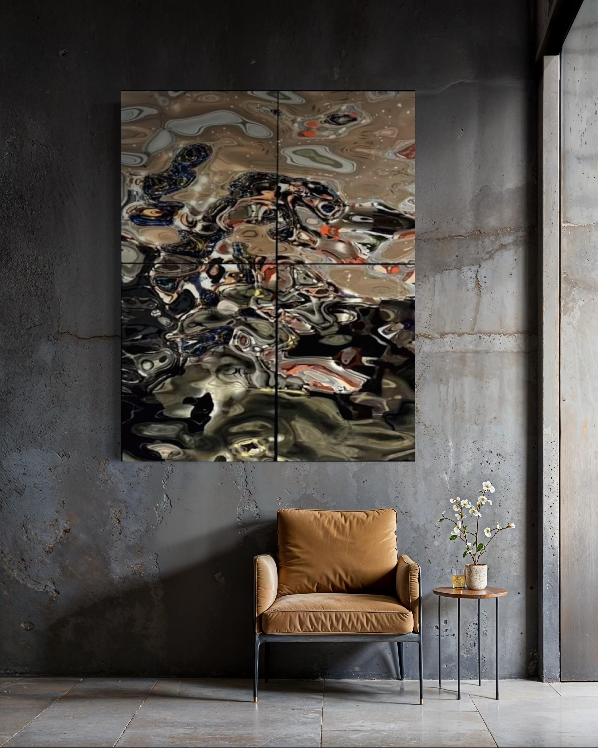 Zeitgenössisch  Wanddekoration Aqua High Wave Komposition aus 4 Paneelen im Zustand „Neu“ im Angebot in West Hollywood, CA