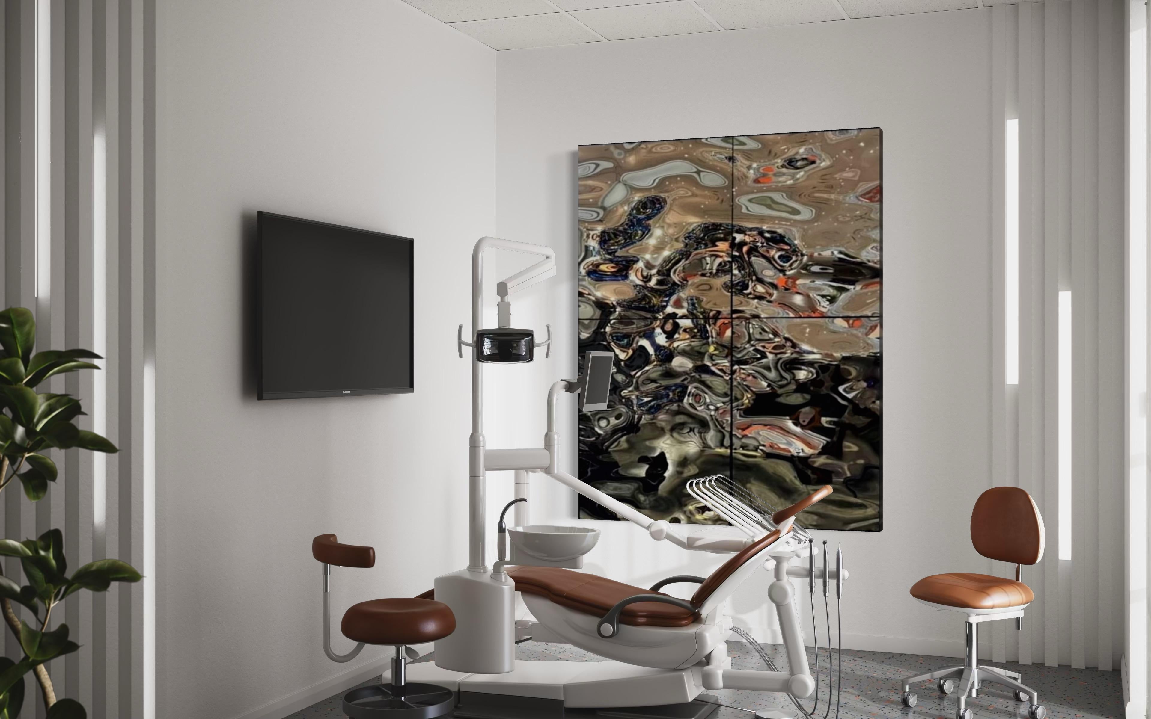 Zeitgenössisch  Wanddekoration Aqua High Wave Komposition aus 4 Paneelen (Glas) im Angebot