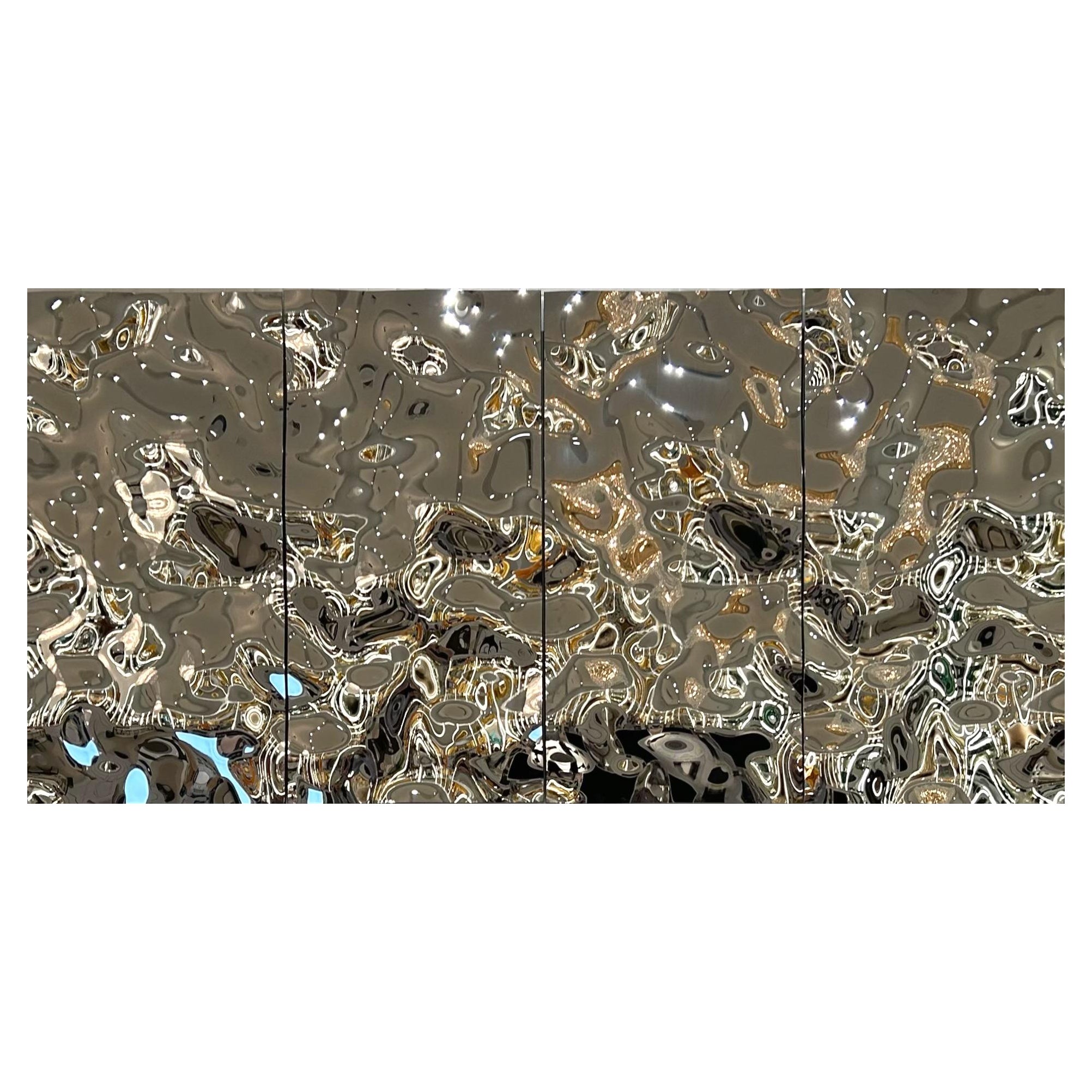 Zeitgenössisch Wanddekoration Aqua High Wave Komposition aus 4 Paneelen