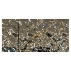 Contemporary  Wall Décor Aqua High Wave Composition of 4 panels