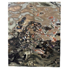 Contemporary  Wall Décor Aqua High Wave Composition of 4 panels