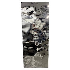 Aqua High Wave Silver Glass Wall Sculpture, Modern Hand-Crafted Art