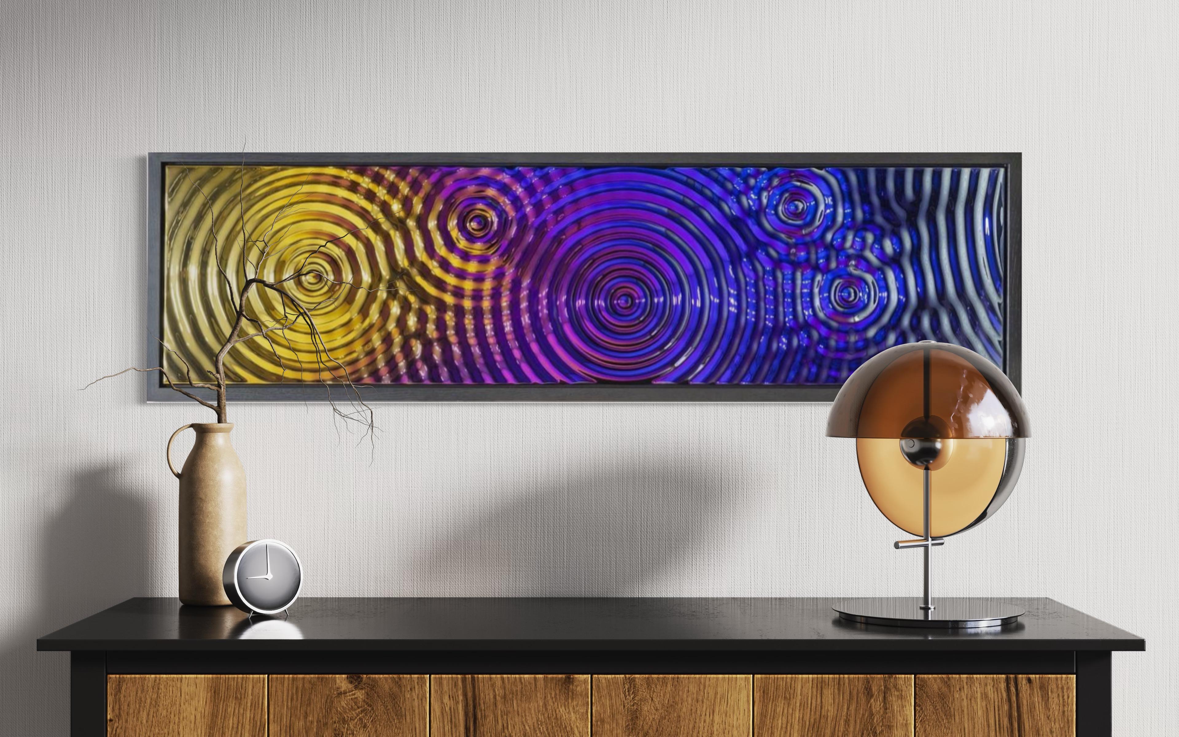 Zeitgenössische Wanddekoration Interference 5 Drops Multicolor Wandbild (Handgefertigt) im Angebot