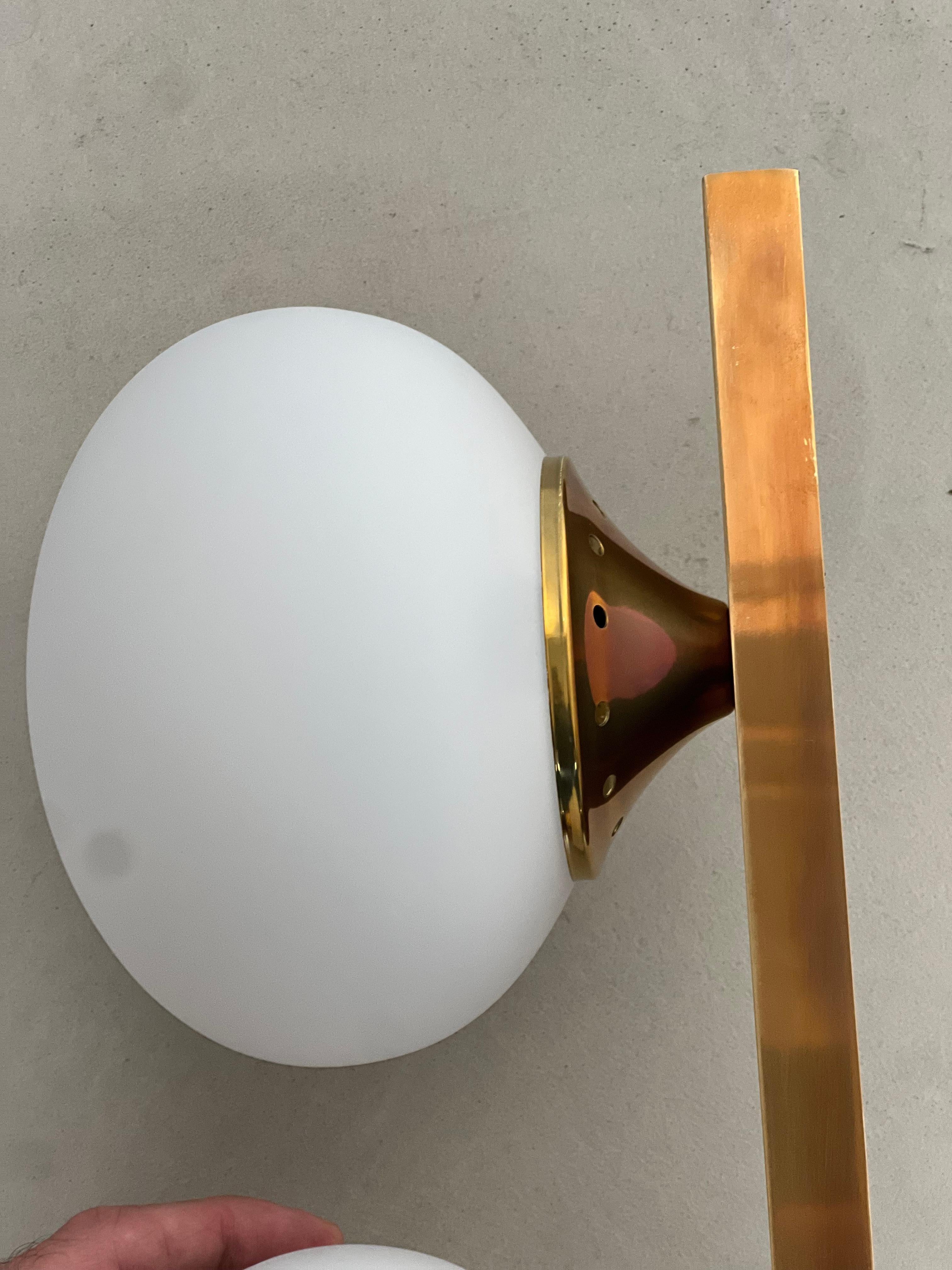 Mid Century modern Italian Applique in  Brass and Opaline Glass , Wall Sconce For Sale 9