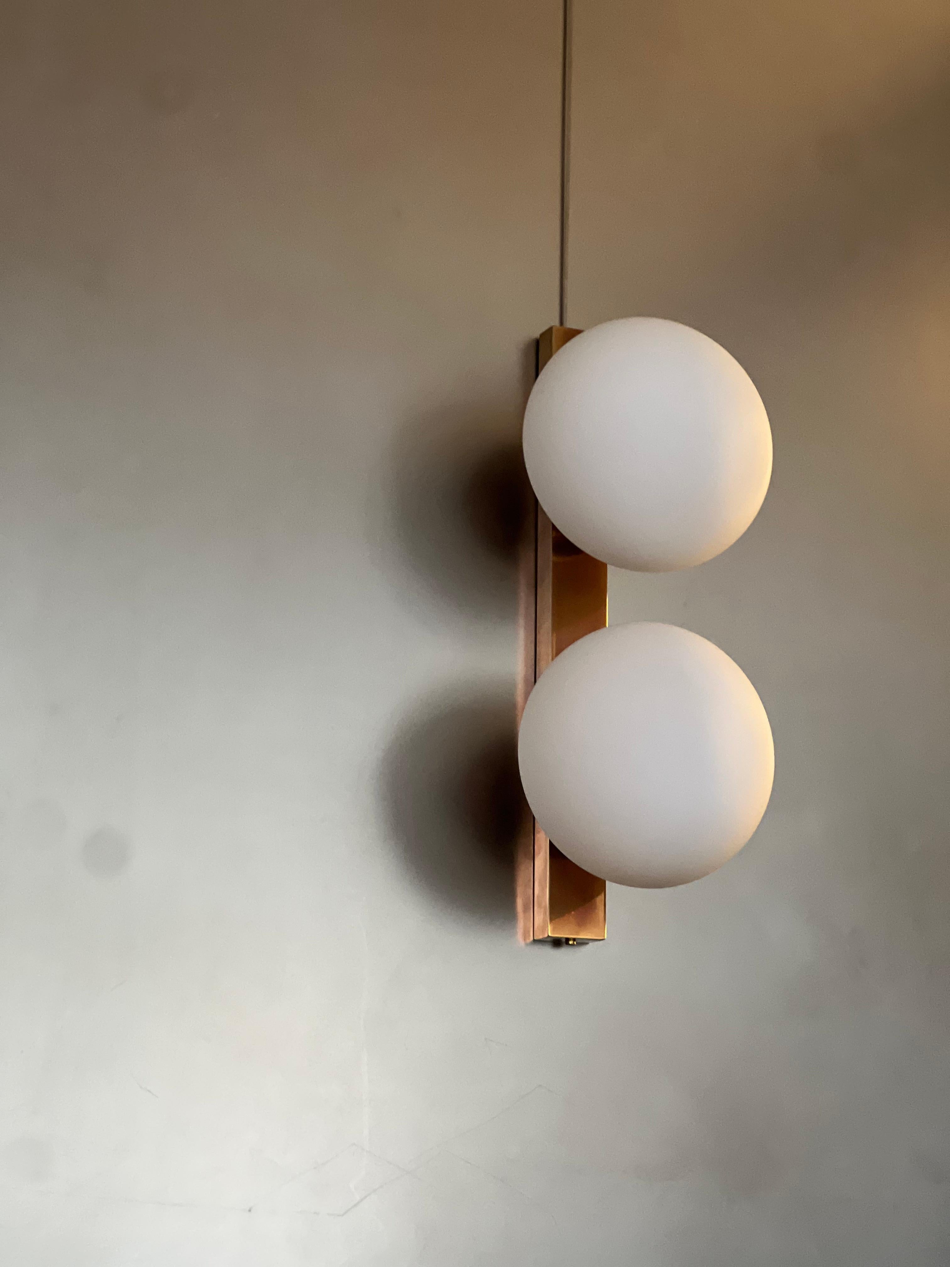 Mid Century modern Italian Applique in  Brass and Opaline Glass , Wall Sconce For Sale 11