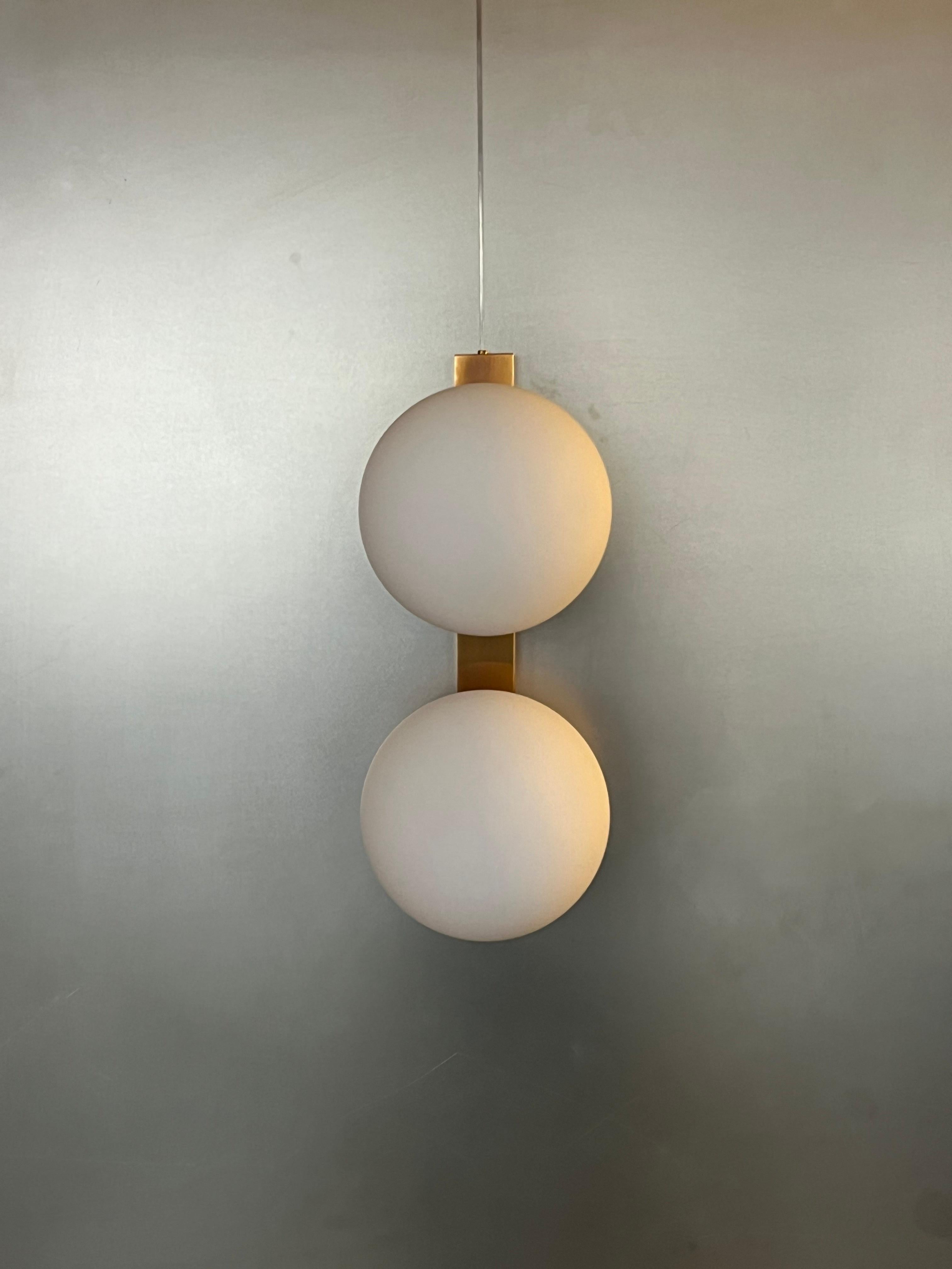Contemporary Mid Century modern Italian Applique in  Brass and Opaline Glass , Wall Sconce For Sale