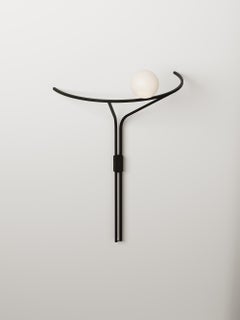 Stylish minimalistic contemporary wall lamp "Na Linii" handcrafted opal glass 
