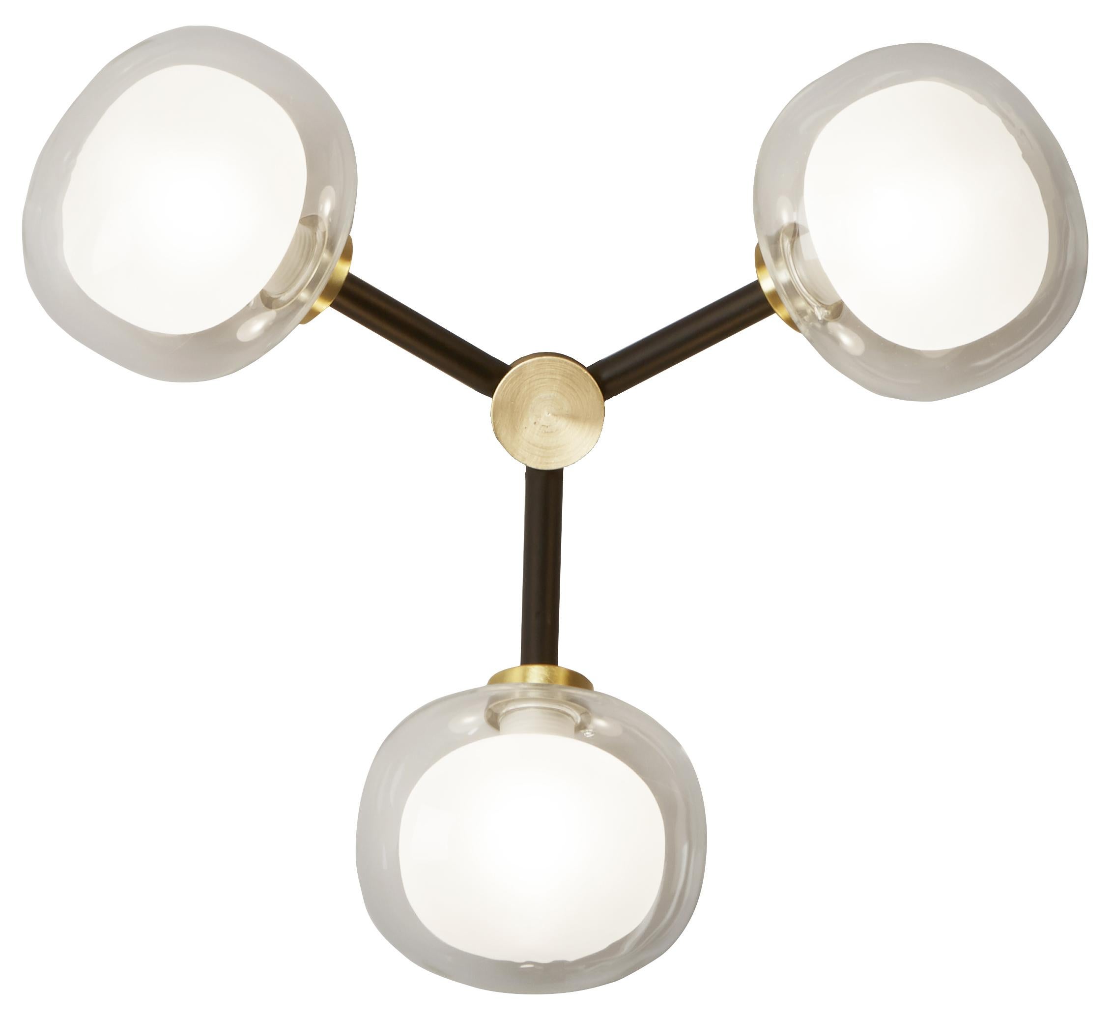 Organic Modern Contemporary Wall Lamp Nabila 552.73 by TOOY, Brass, Clear Glass For Sale