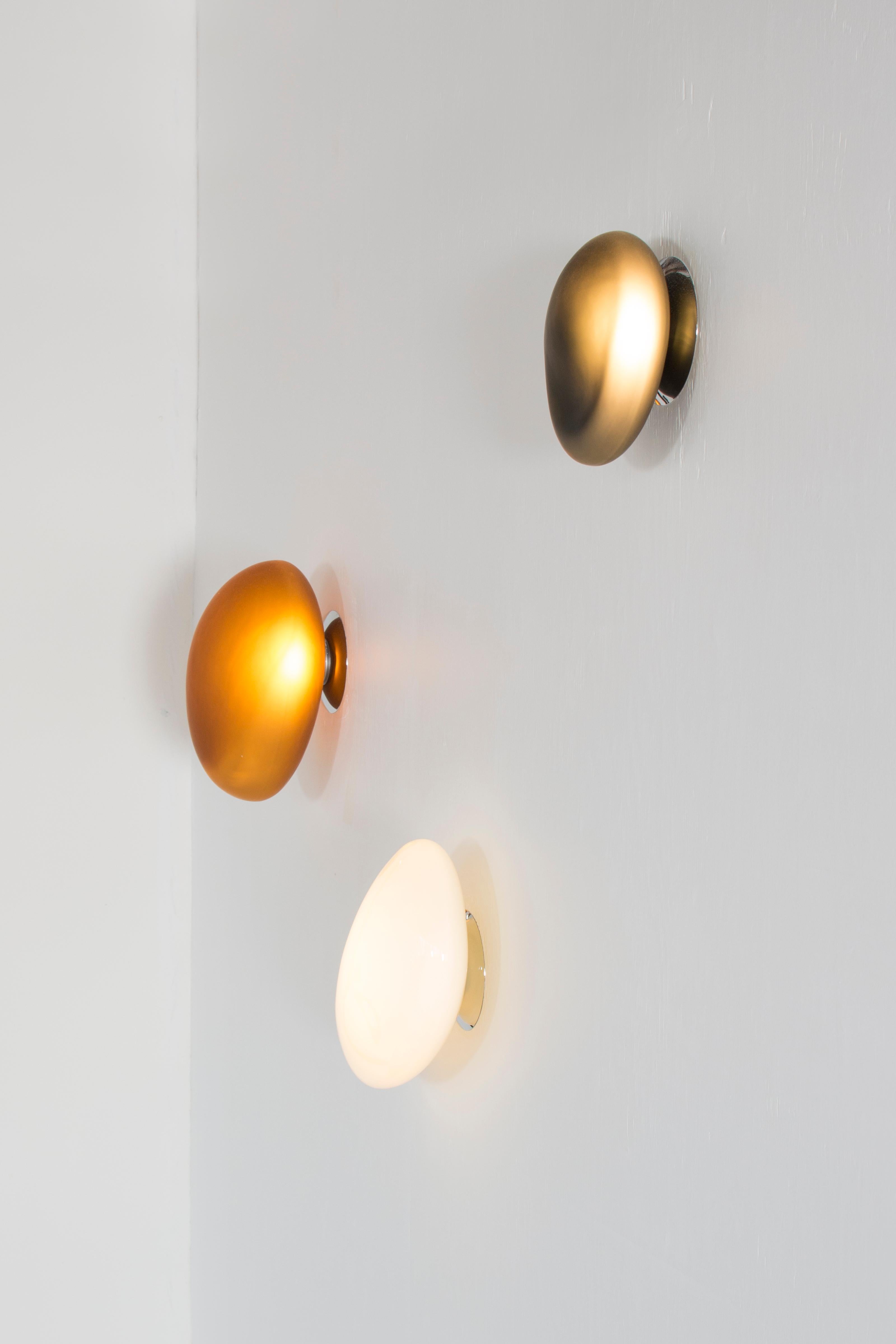 Glass Contemporary Wall Lamp 'Pebble' by Andlight, Shape A, White For Sale