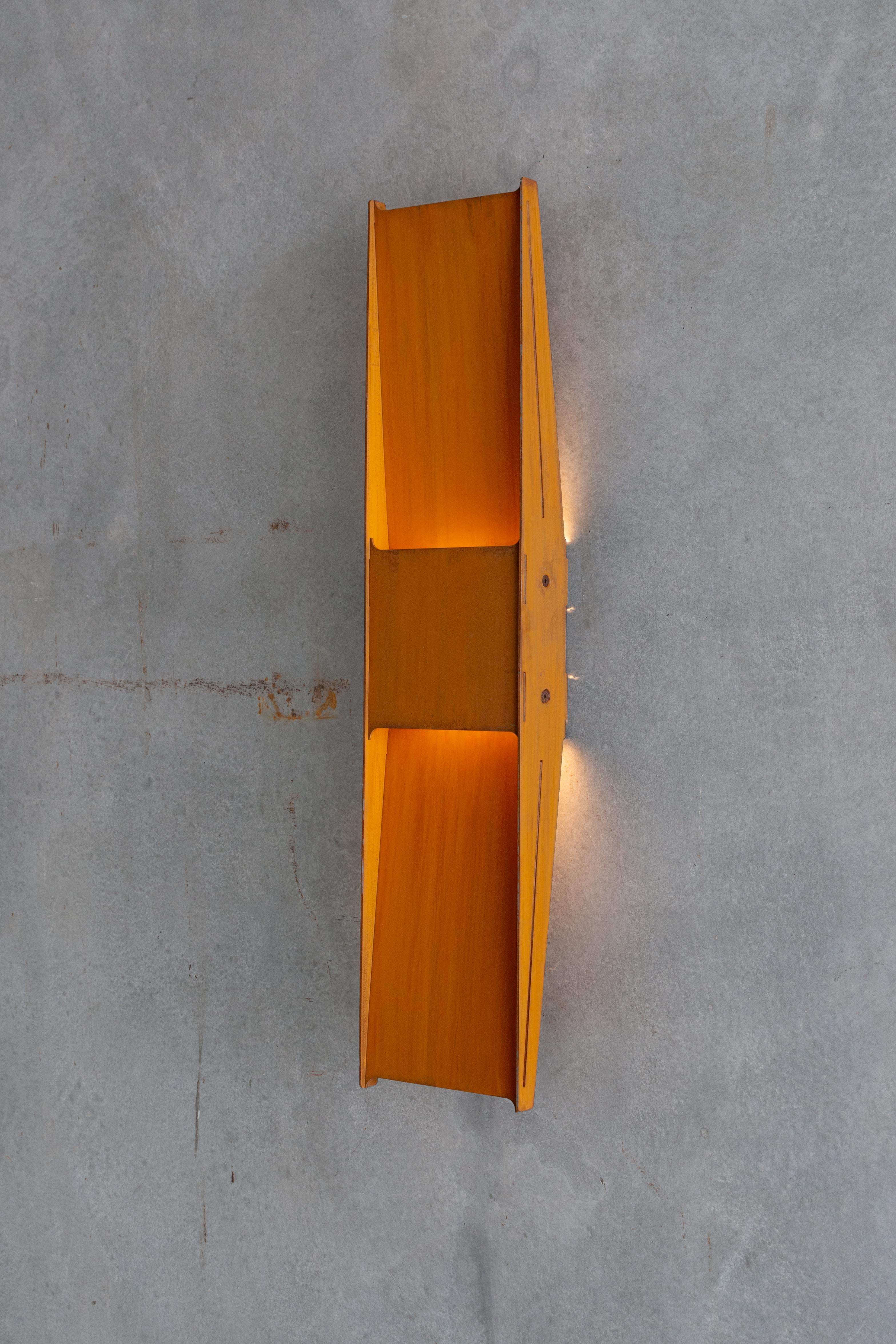 Canadian Contemporary Wall Lamp 'Vector' by A-N-D, Weathered Steel For Sale