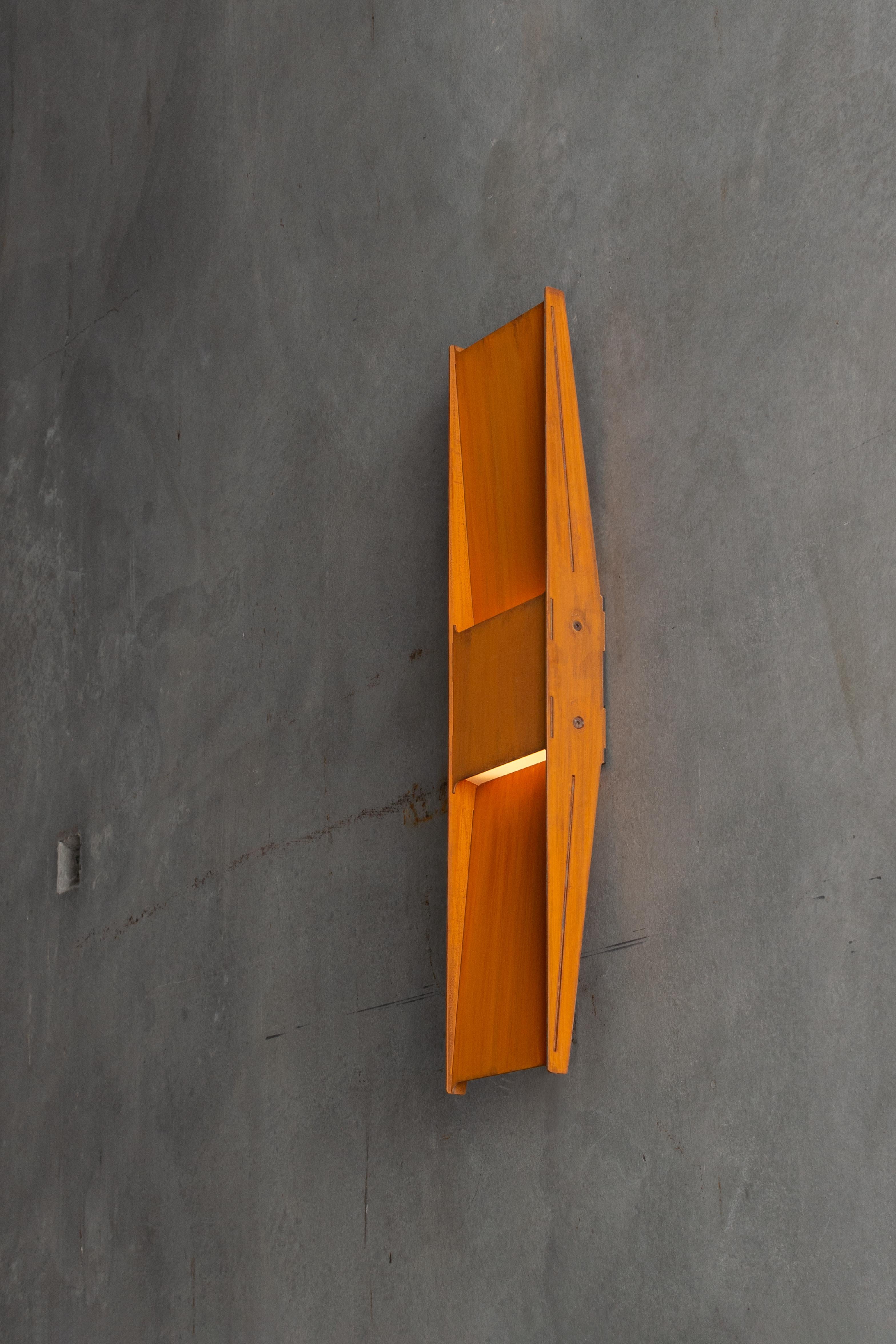 Contemporary Wall Lamp 'Vector' by A-N-D, Weathered Steel In New Condition For Sale In Paris, FR