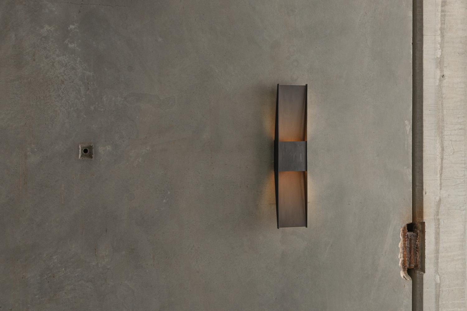 Contemporary Wall Lamp 'Vector' by A-N-D, Weathered Steel For Sale 3