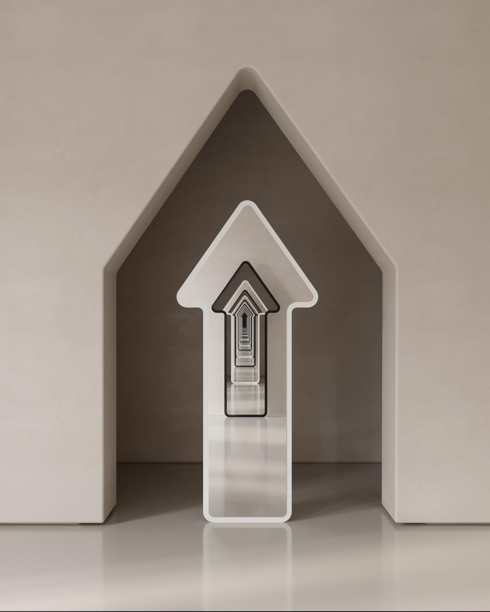 Miroir mural contemporain 'Arrow 07' par Oitoproducts, cadre bleu en vente 1