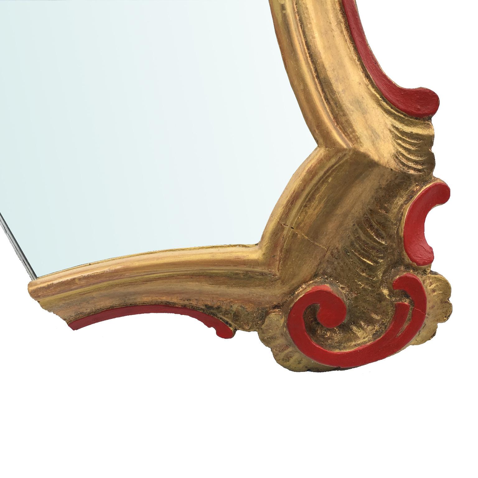 Contemporary One-of-a-kind Sawn Wall Mirror from an Italian Rococo Golden Frame In Excellent Condition For Sale In Milan, IT