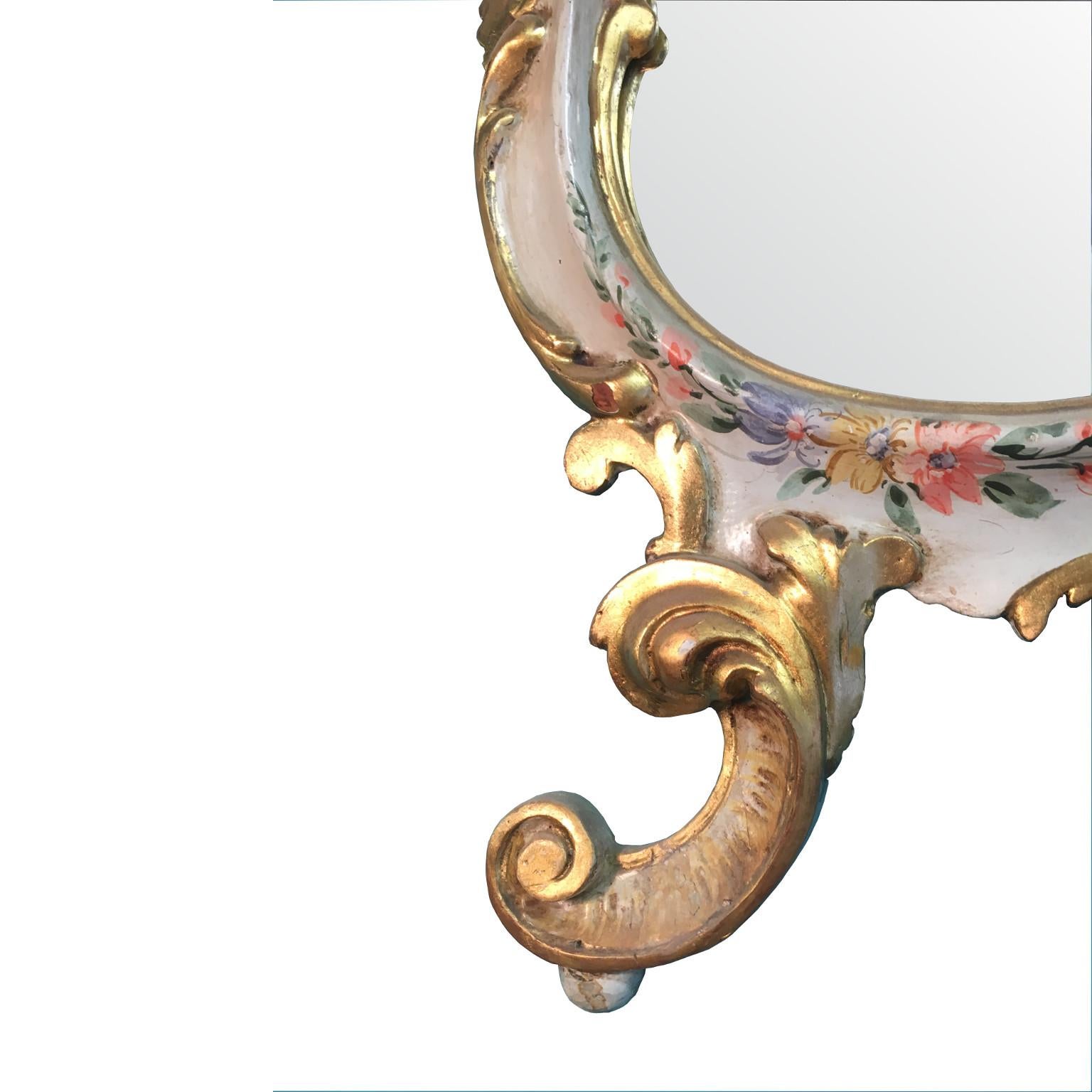 Italian Contemporary Wall Mirror from an Antique Venetian Lacquered and Gilded Frame For Sale