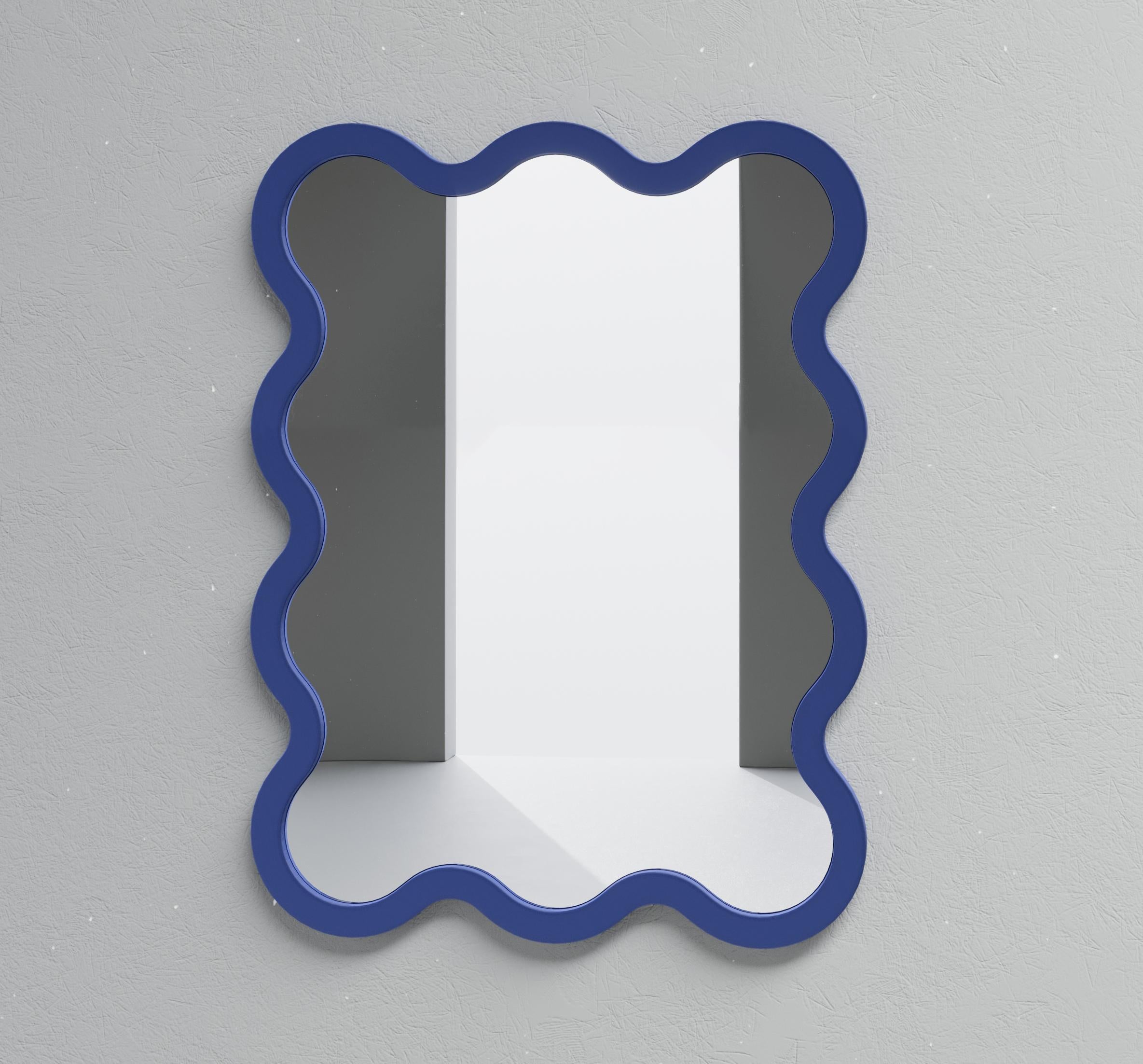 Contemporary Wall Mirror 'Hvyli 10' (3x4) by Oitoproducts, Blue Frame For Sale 1