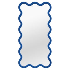 Contemporary Wall Mirror 'Hvyli 14' by Oitoproducts, Blue Frame