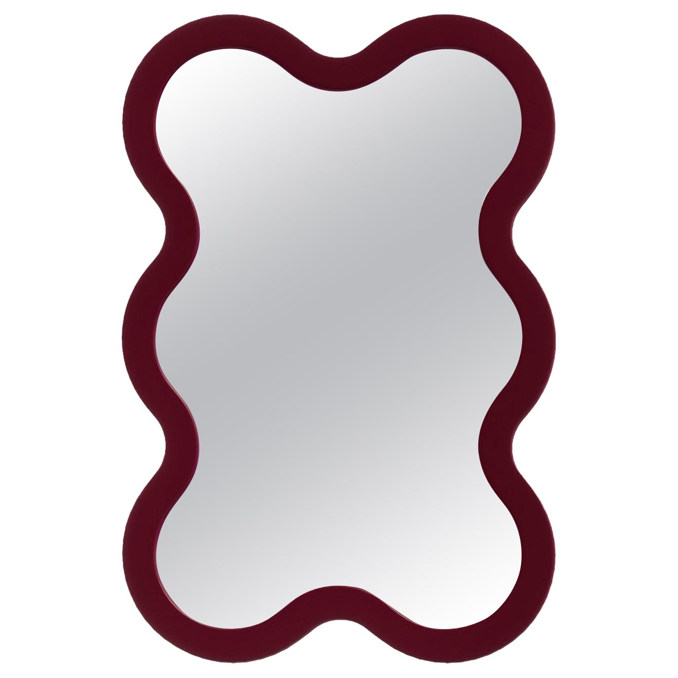 Contemporary Wall Mirror 'Hvyli 6' by Oitoproducts, Dark Red Frame