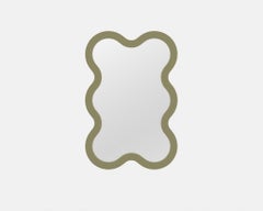 Contemporary Wall Mirror 'Hvyli 6' by Oitoproducts, Green Frame