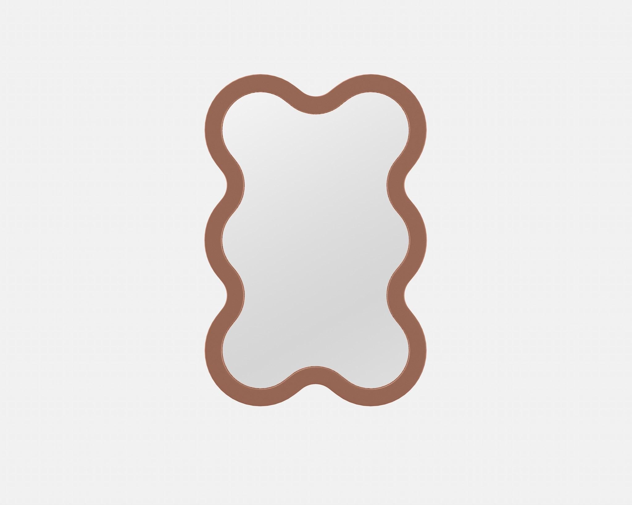 Contemporary Mirror 'Hvyli 6' by Oitoproducts
Color: Pantone Mocha Mousse

Dimensions:
W 52 cm x H 77 cm x D 4 cm
W 20.5 in x H 30.3 in x D 1.3 in

Materials: Painted ecological water paint MDF, silver glass mirror, special rubber