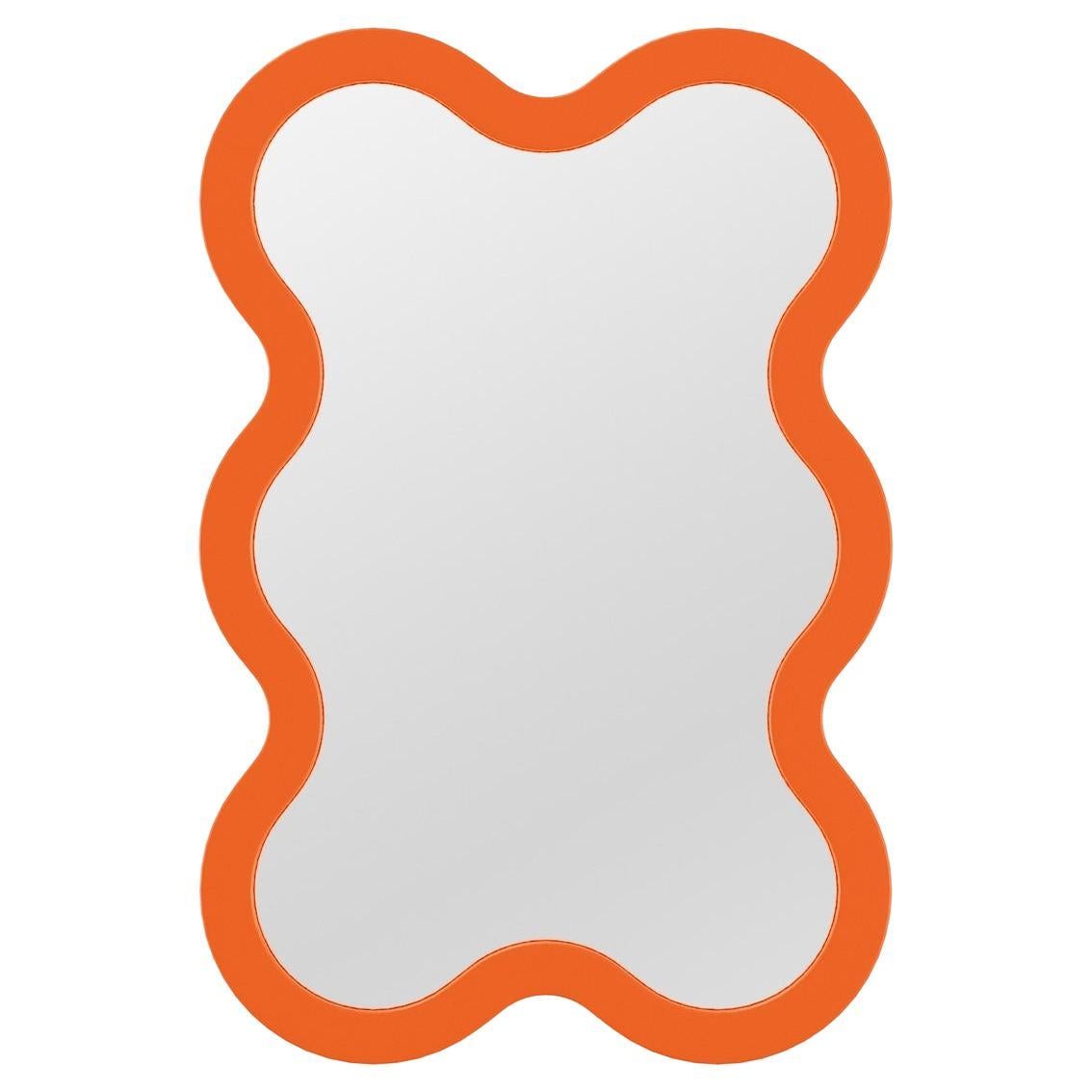 Contemporary Wall Mirror 'Hvyli 6' by Oitoproducts, Orange Frame